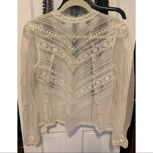 White mesh Free People long sleeve